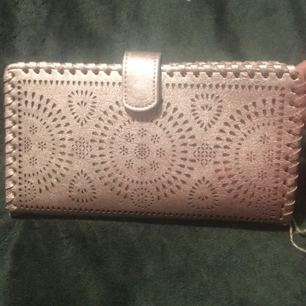 Faux Leather Rose Gold Stencilled Wallet/Pocket Book